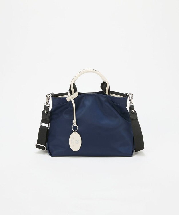 TOPKAPI 【TREASURE TOPKAPI】】ストライプハンドル ナイロン 2way ミニ トートバッグ ネイビー