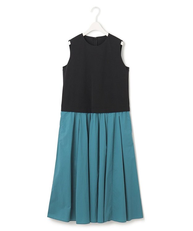 ICB 【人気のため新色追加・洗える】 ジャージコンビドレス ブラック×セルリアン系