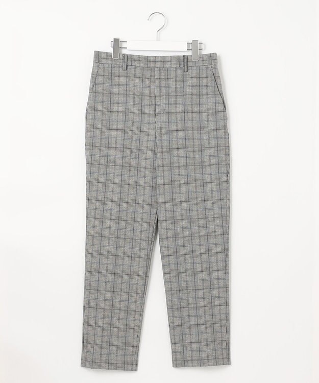 自由区 【裏起毛/撥水加工】TRギャバ グレンチェック テーパードパンツ グレー系4