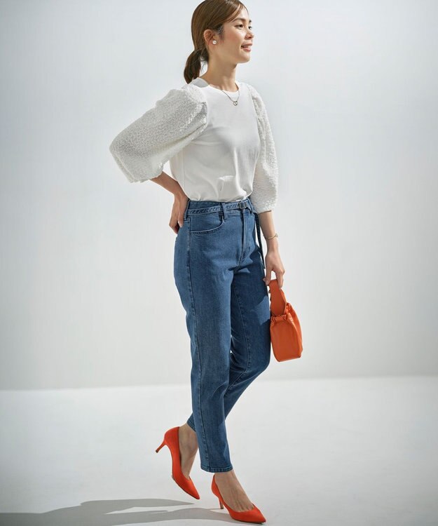 組曲 S シャーリングシフォン袖 トップス アイボリー系