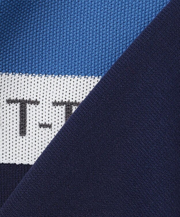 23区GOLF 【MEN】【ウォッシャブル】ロゴライン カラーニット ネイビー系