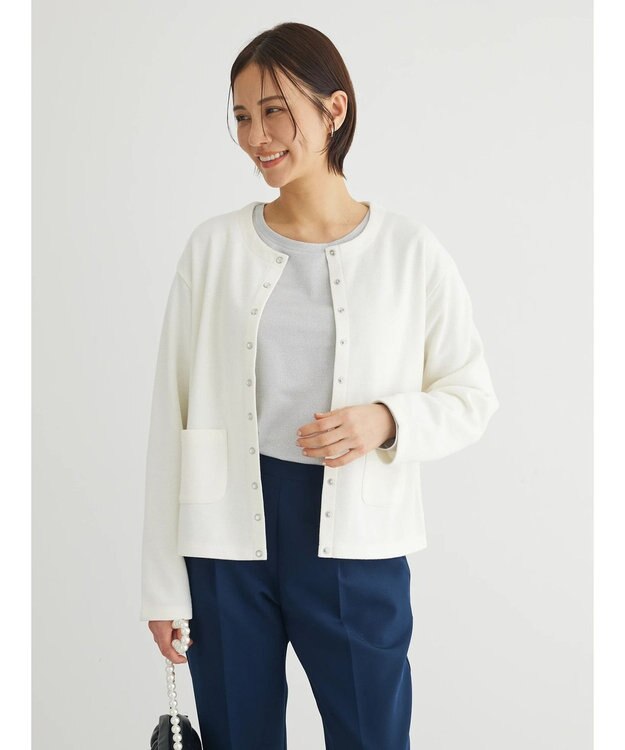 Green Parks 鹿の子カットカーディガン Ecru