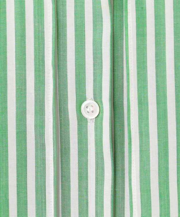 ICB 【洗える】キュプラローンストライプ シャツ グリーンストライプ系