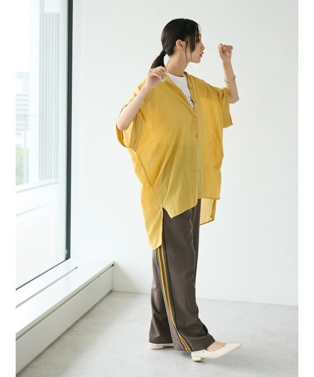 CRAFT STANDARD BOUTIQUE ヴィンテージボイルミルフィーユ襟付きシャツチュニック Yellow