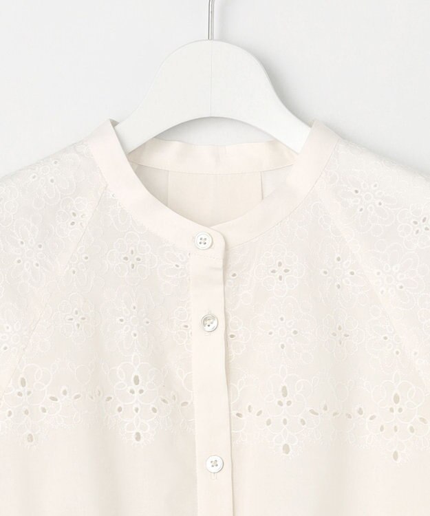 自由区 【洗える】エンブロイダリーブロードシャツ ブラウス オフ