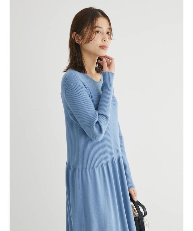 Green Parks ・Ｐｅｔｉｔ　Ｆｌｅｕｒ　フレアニットワンピース Blue