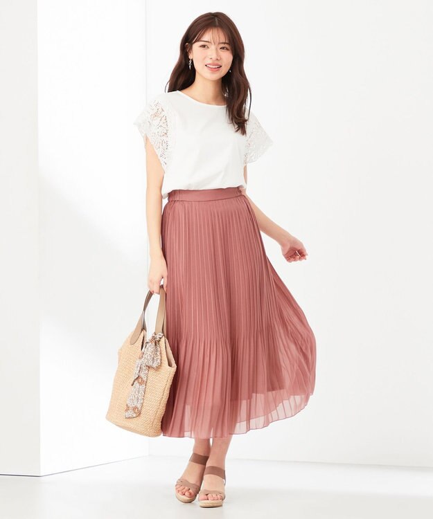 ANY SIS S 袖モチーフレース カットソー オフホワイト