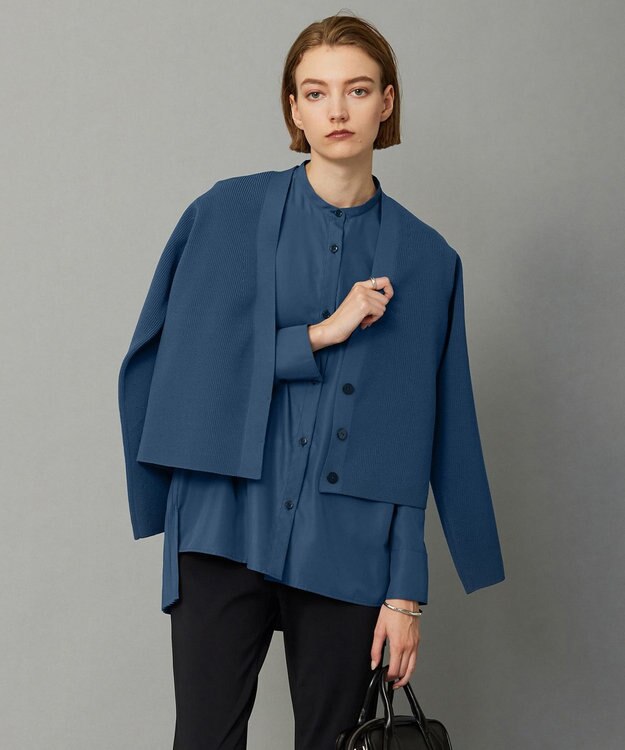 ICB 【洗える】リサイクルポリエステルハイゲージ カーディガン ダルブルー系