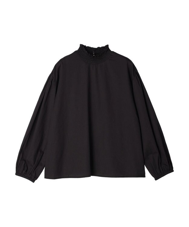 CRAFT STANDARD BOUTIQUE インドコットンシャーリングハイネックブラウス Black
