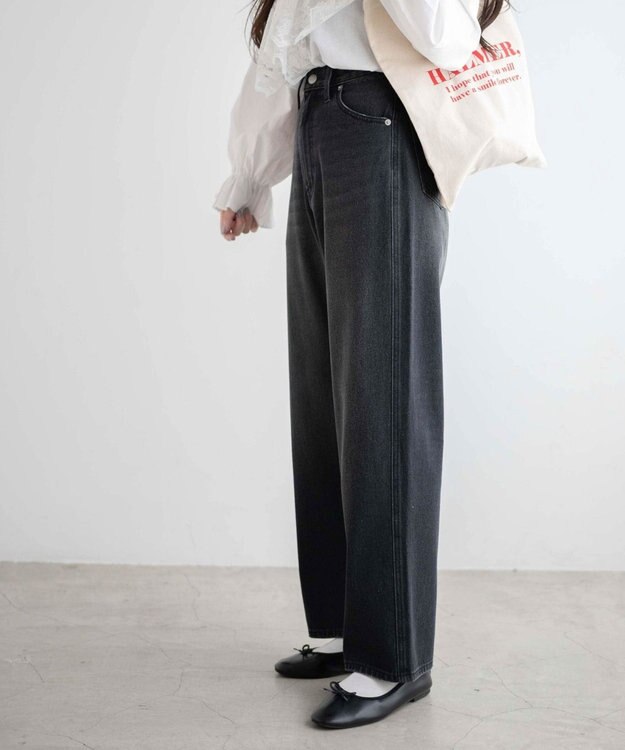 WEGO ルーズストレートデニムパンツ ブラック