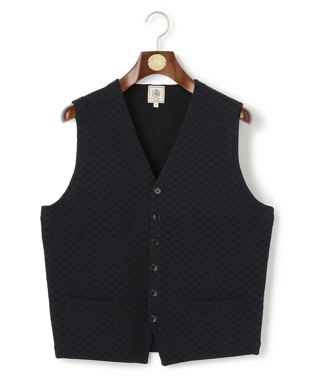 J.PRESS MEN 重ねて映える洗練レイヤード【ストレッチ / イージーケア】【FLEX YARN】ハイゲージ ニットベスト ネイビー系