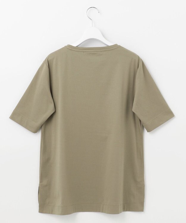 自由区 【洗える】エンブロイダリー フロントデザイン Tシャツ カーキ系