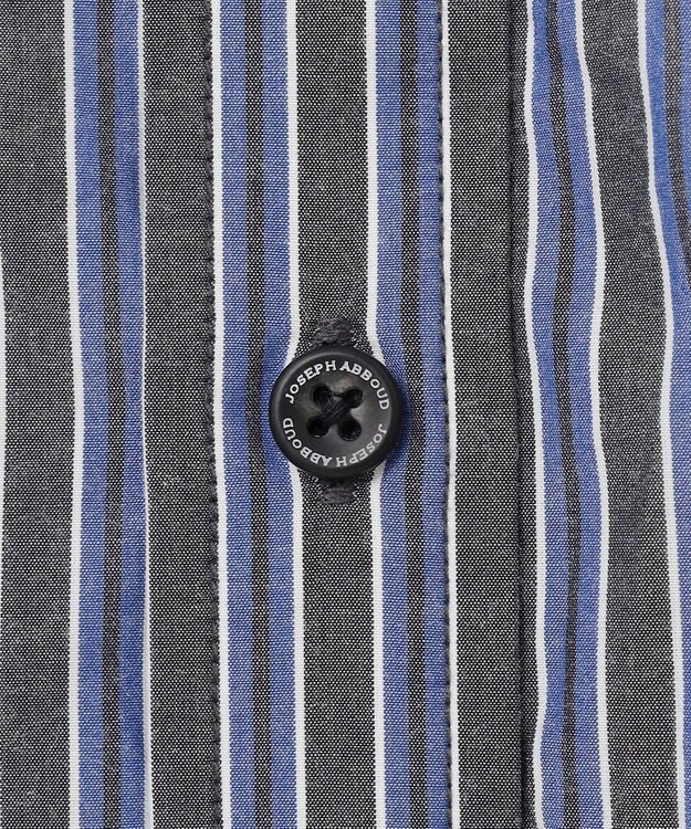 JOSEPH ABBOUD 【キングサイズ・シルク×綿ブレンド】シルクコットンストライプ シャツ グレー系1