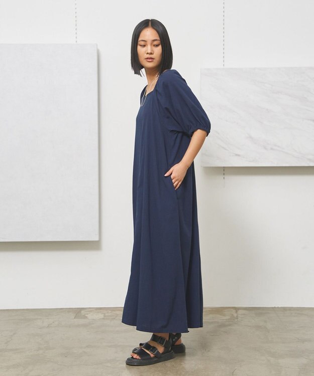 J.PRESS YORK STREET 【WOMEN】コットンワッシャーリラックス ワンピース ネイビー系