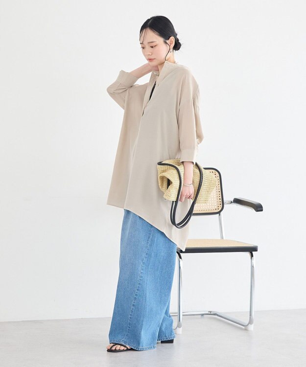 earth music&ecology イージータックワイドデニム Light Indigo
