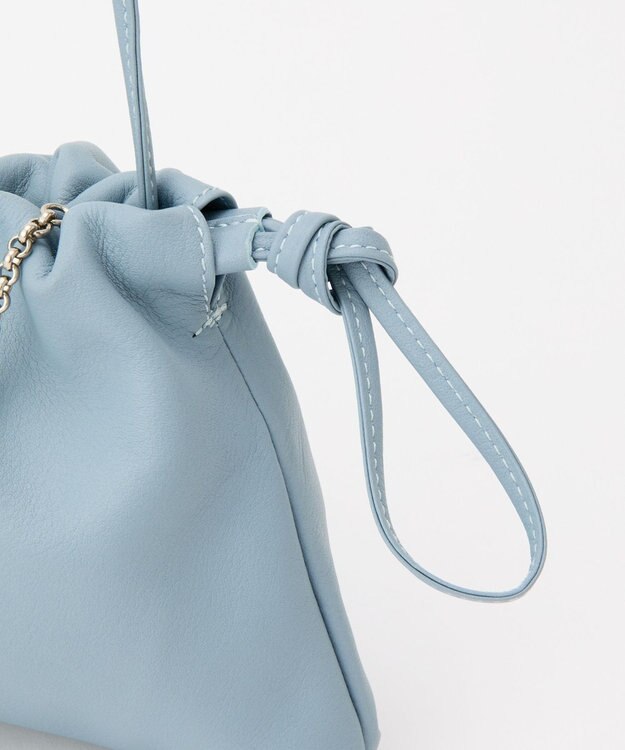 russet レザー巾着ミニショルダーバッグ(CE-1637) L.Blue