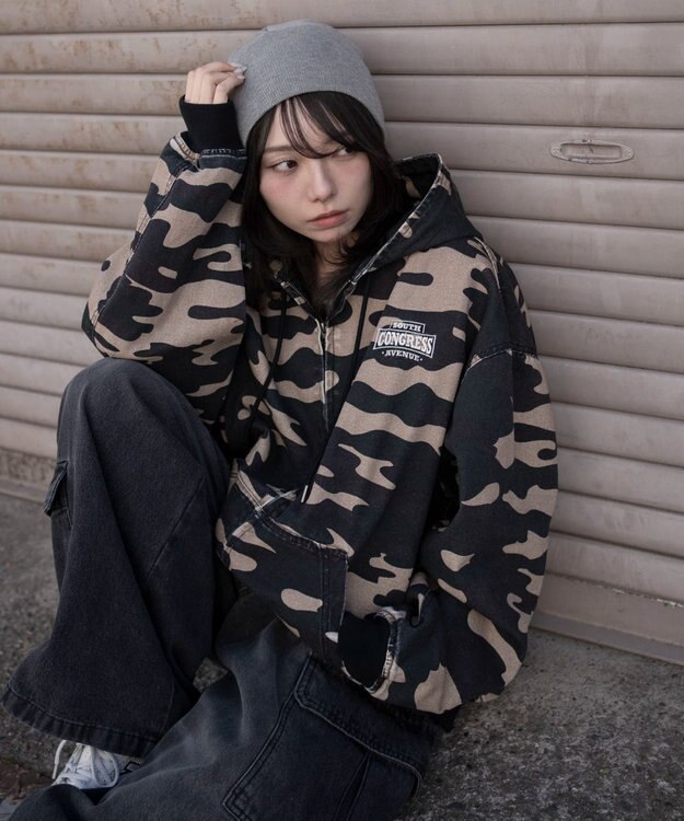 WEGO 【ユニセックス着用ITEM】ワーカーズフードブルゾン 柄1