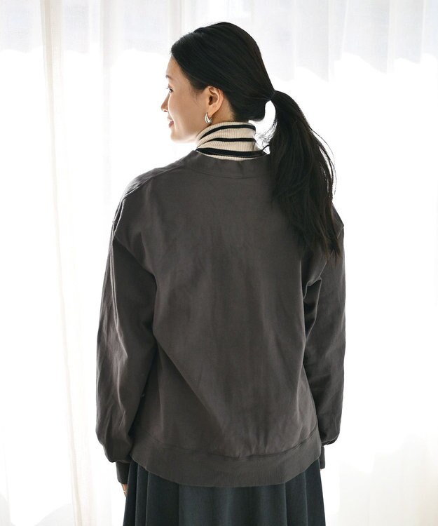 caqu caqu x GoodOn 9ozジャージー カーディガン charcoal gray