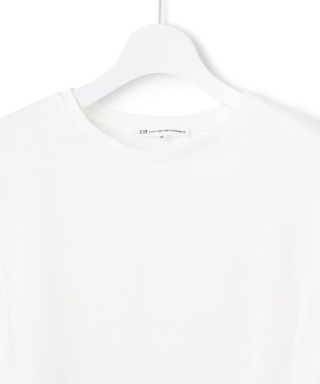 23区 L 【洗える】コンパクトヤーン フレアデザイン ノースリーブ カットソー ホワイト系