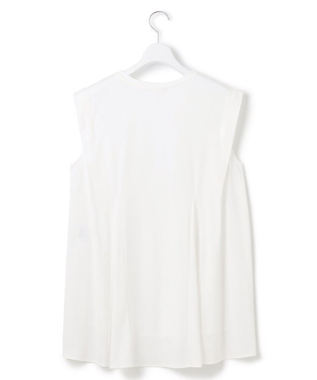 23区 L 【洗える】コンパクトヤーン フレアデザイン ノースリーブ カットソー ホワイト系