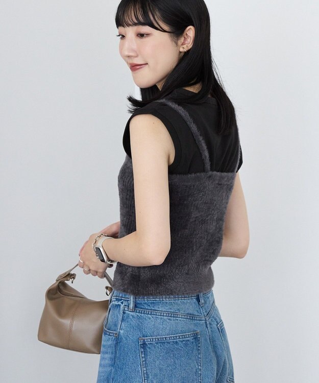 AMERICAN HOLIC 【2WAY】シャギーニットチューブトップ Charcoal Gray