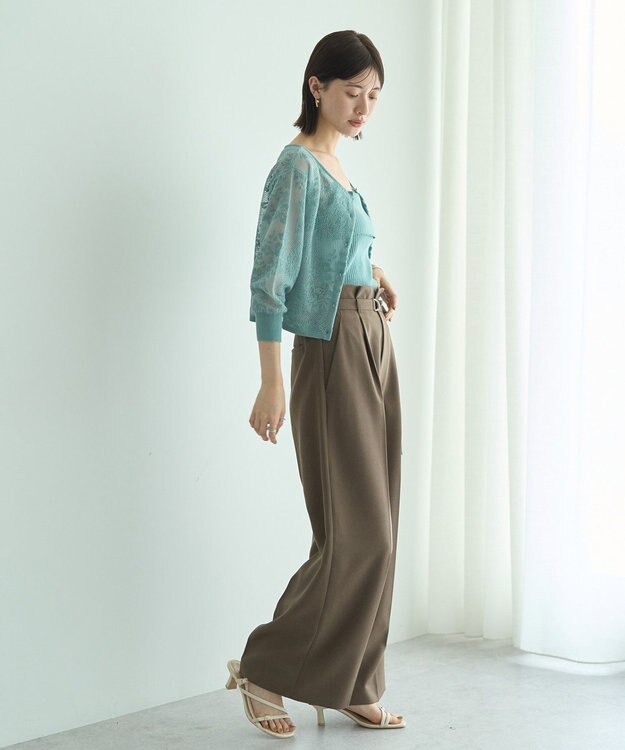 YECCA VECCA 【2点SET】インナーセットレース柄カーディガン Green