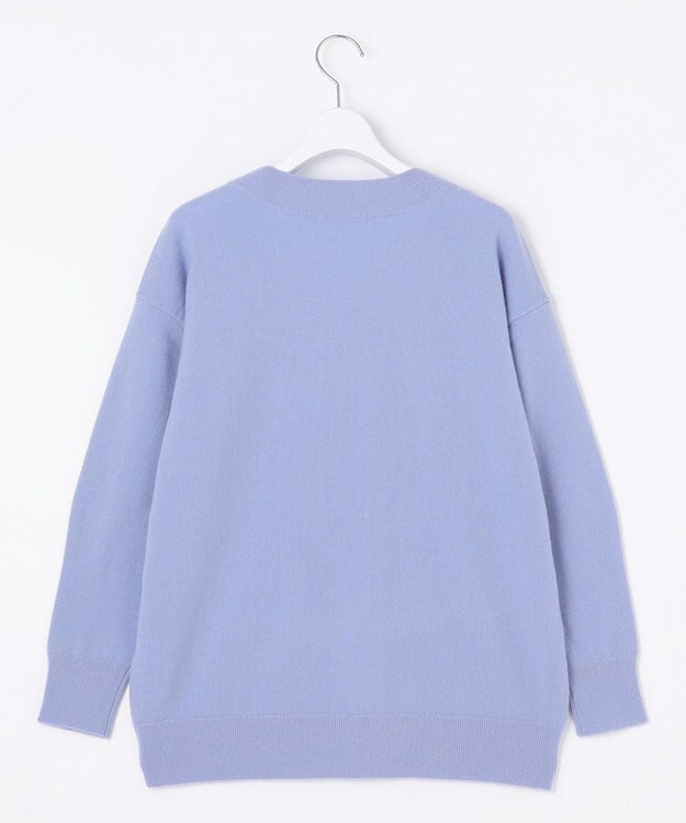 自由区 L 【洗える】ピュアカシミヤVネック ニット テンダーブルー