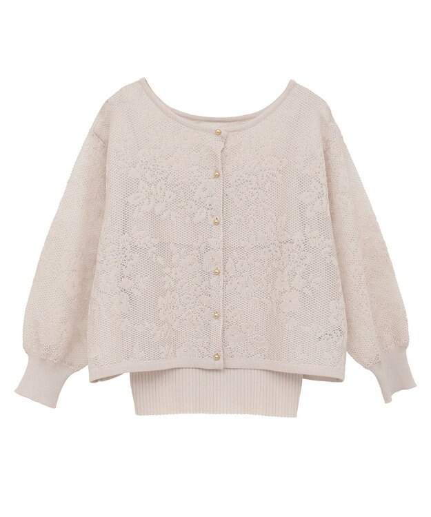 YECCA VECCA 【2点SET】インナーセットレース柄カーディガン Light Beige