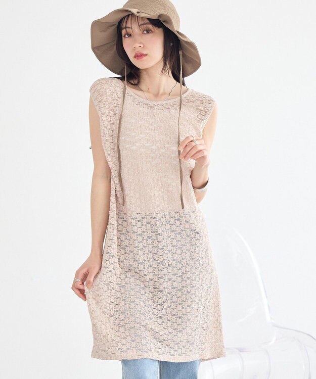 earth music&ecology 【2WAY】レースギャザーワンピース Beige