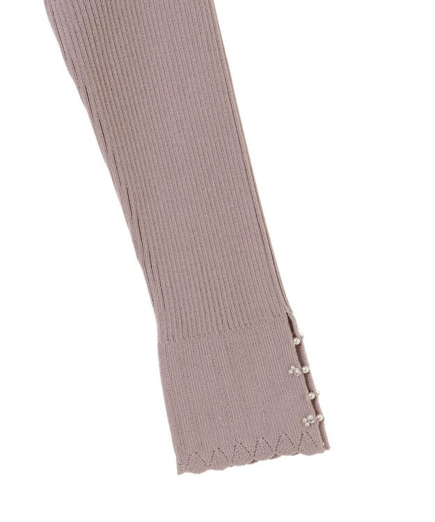 earth music&ecology パール＆ビジュースリーブプルオーバー Pink