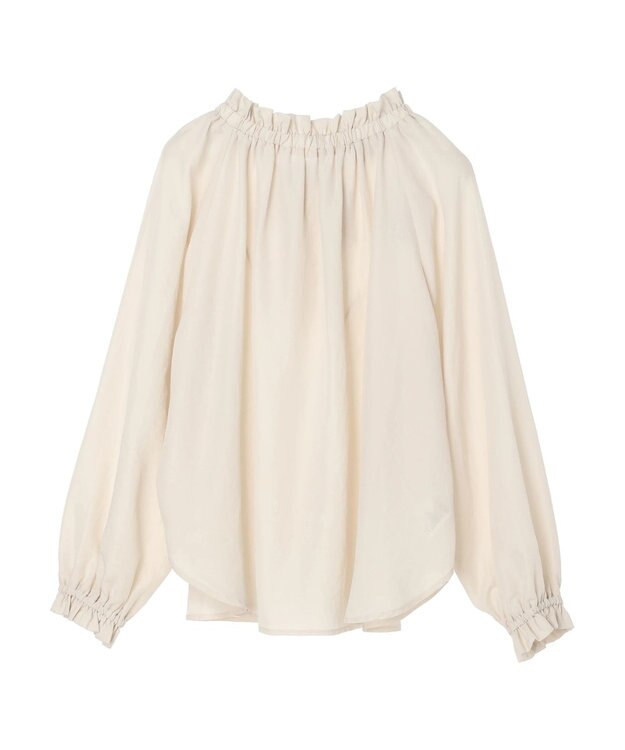 Green Parks スタンドフリルボウタイブラウス Ecru