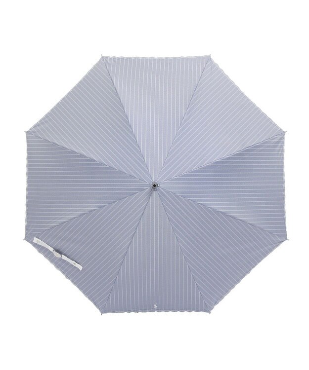 MOONBAT 【1級遮光/遮熱/UV】POLO RALPH LAUREN（ポロ ラルフローレン）晴雨兼用日傘  ストライプ スカラ刺繍 長傘 ディープブルー