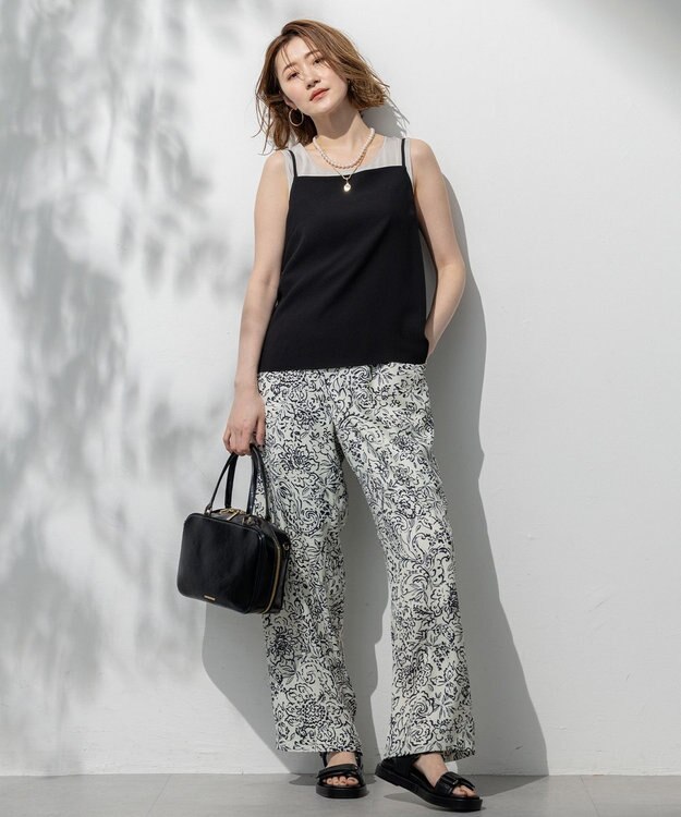 23区 【吸水速乾/UVカット/接触冷感】ストレッチジョーゼット キャミソール ブラック系