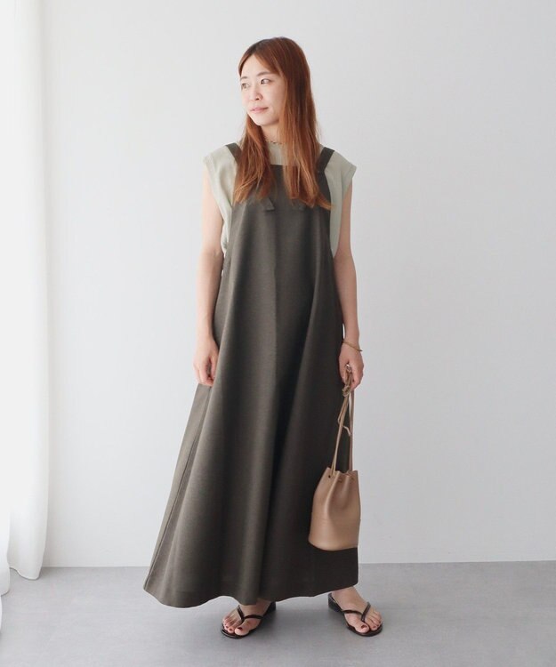 CRAFT STANDARD BOUTIQUE リネンライクフレアジャンパースカート Khaki