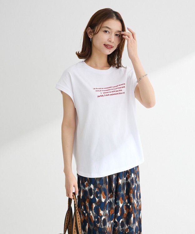 Green Parks ・ｓｗｉｎｇ　ｂｙ　フレンチスリーブ刺繍ＴＥＥ Off White