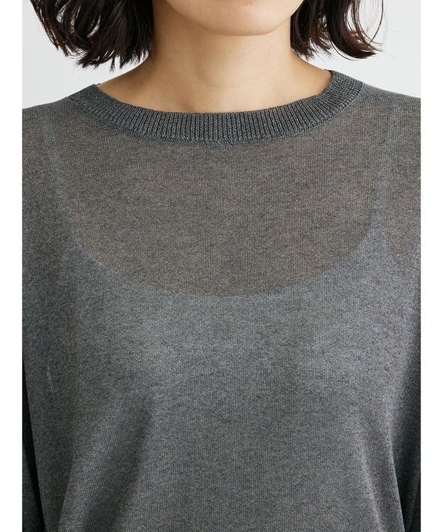 Green Parks ・ＥＬＥＮＣＡＲＥ　ＤＵＥバックパールシアー５分ニット Gray