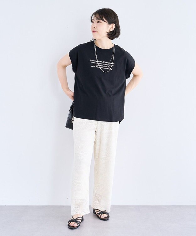 Green Parks ・ｓｗｉｎｇ　ｂｙ　フレンチスリーブ刺繍ＴＥＥ Off White