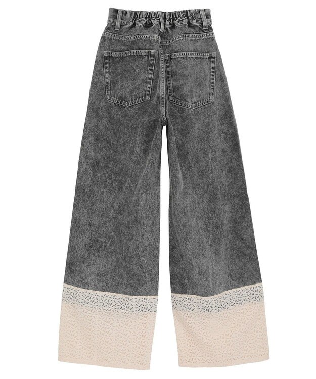 earth music&ecology 裾レースデニムパンツ Black