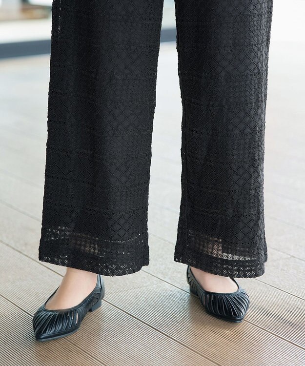 Tiaclasse 総レースワイドパンツ ブラック