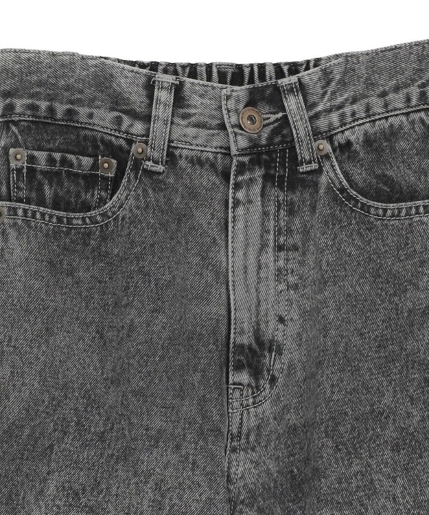 earth music&ecology 裾レースデニムパンツ Black