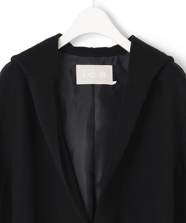 ICB ウールリバーフーデットコート ブラック系