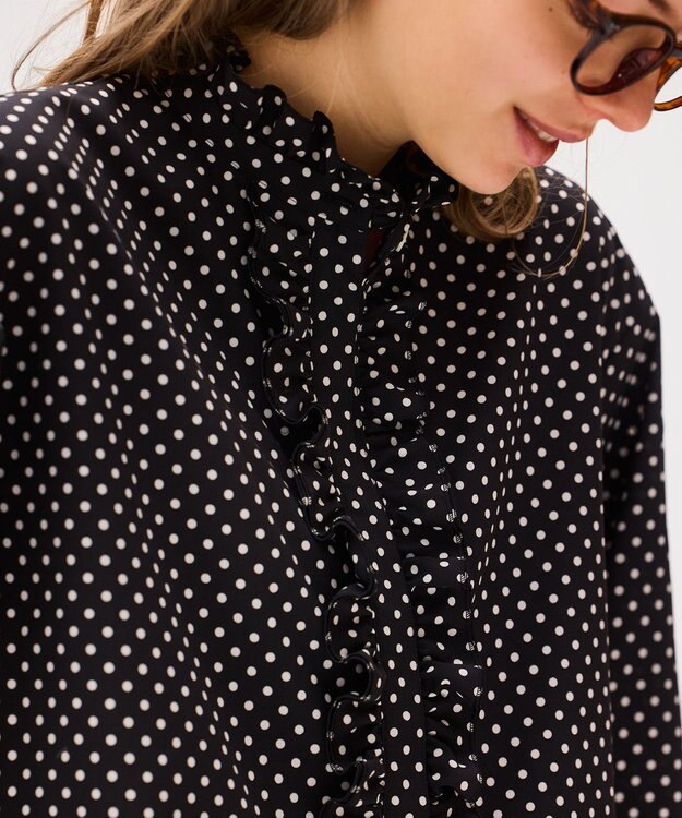 LENO POLKA DOTT BLOUSE / ドットブラウス BLACK