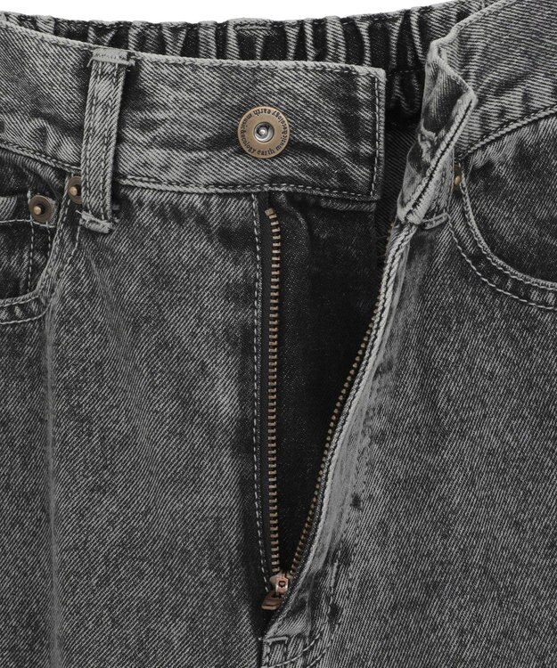 earth music&ecology 裾レースデニムパンツ Black