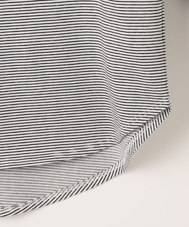 ANY SIS ロゴ刺繍 カットソー オフ×ブラックボーダー