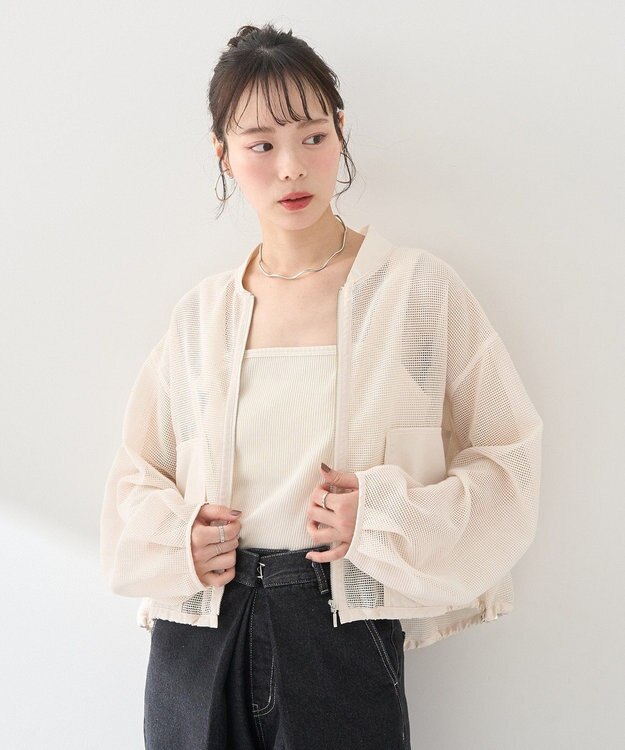 earth music&ecology メッシュブルゾン Ivory
