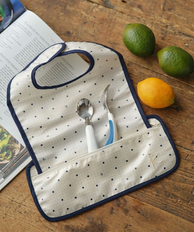 組曲 KIDS gingham K heart エプロン ベージュ系5