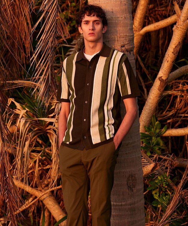 JOSEPH ABBOUD 【ウエストも伸びる/Eco撥水】オーガニックマイクロピケストレッチ パンツ カーキ系