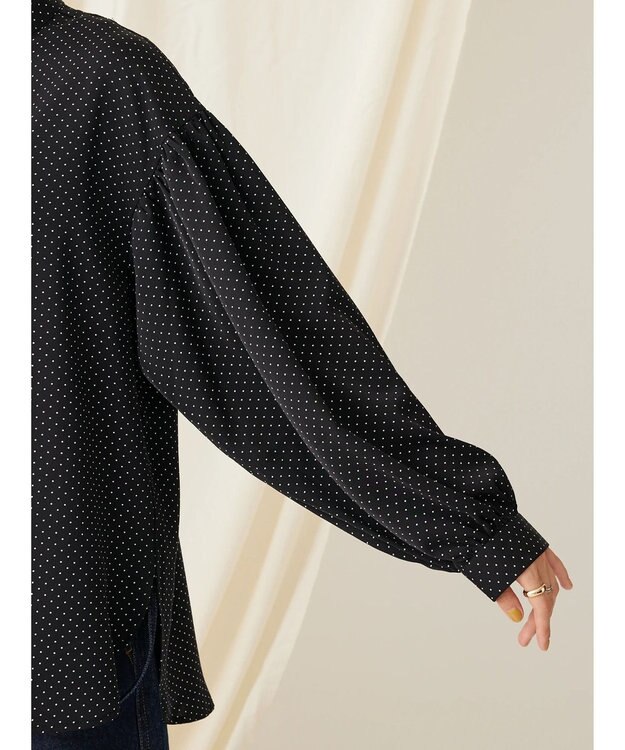 CRAFT STANDARD BOUTIQUE ピコフリルドットブラウス Black