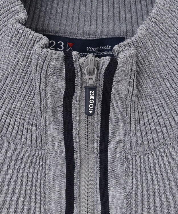 23区GOLF 【MEN】ハーフジップ ニットソー ライトグレー系