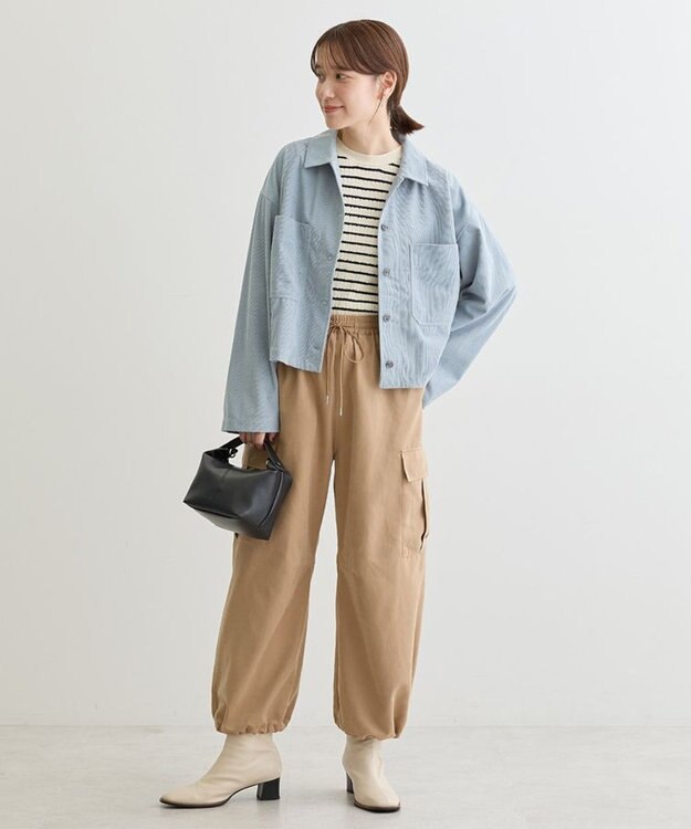 Green Parks ソフトコーデュロイショートシャツ Blue